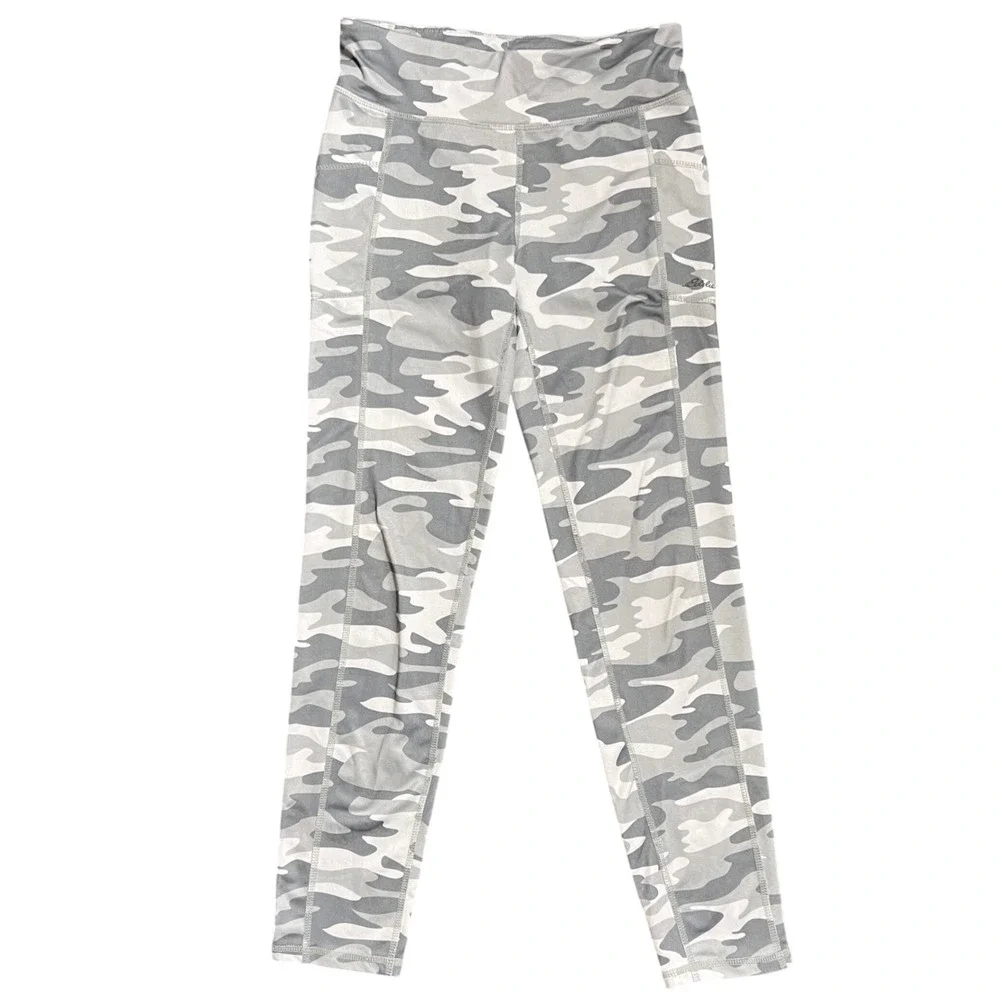 Eddie Bauer Girls Kids Camo Leggings Athletic Pants Size L 14 Pockets Zip Pocket